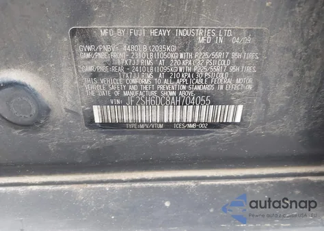2010 Subaru Forester 2.5X Limited from USA, damaged, VIN JF2SH6DC8AH704055